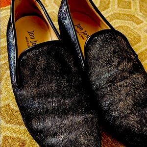 New woman’s JonJosef Gatspy smoking flats perfect for fun or office.